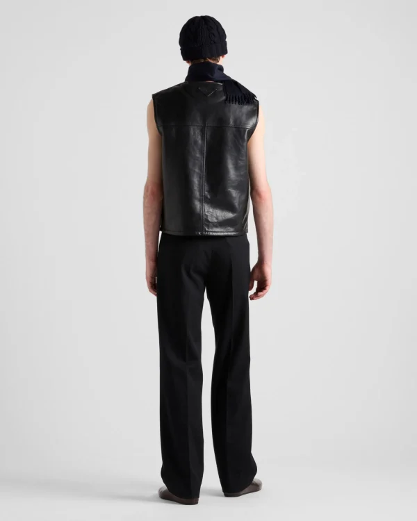 Leather Clothing*Prada Leather and shearling vest Black