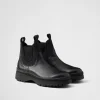 Boots*Prada Leather and stretch fabric Chelsea boots Black