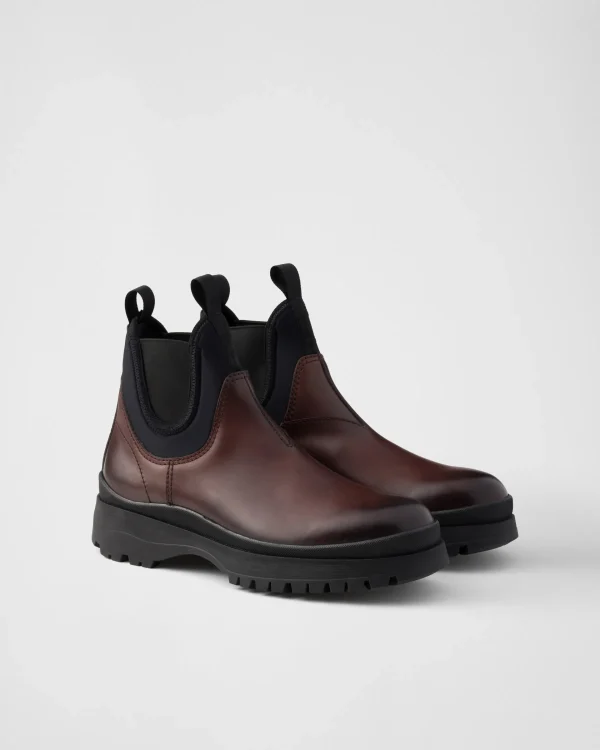 Boots*Prada Leather and stretch fabric Chelsea boots Ebony