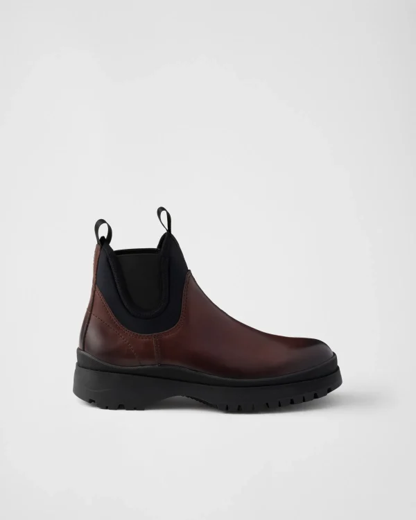 Boots*Prada Leather and stretch fabric Chelsea boots Ebony