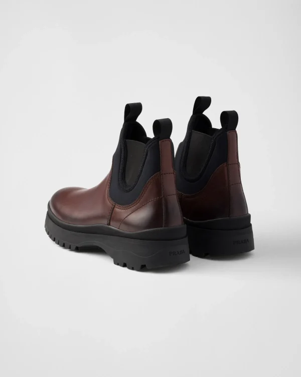 Boots*Prada Leather and stretch fabric Chelsea boots Ebony