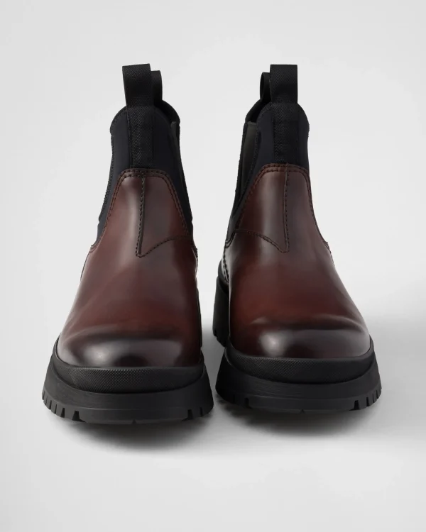 Boots*Prada Leather and stretch fabric Chelsea boots Ebony