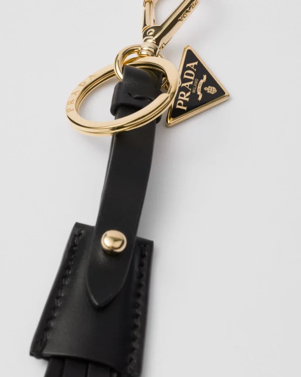 Bag Charms And Keychains*Prada Leather bag charm and keychain Black