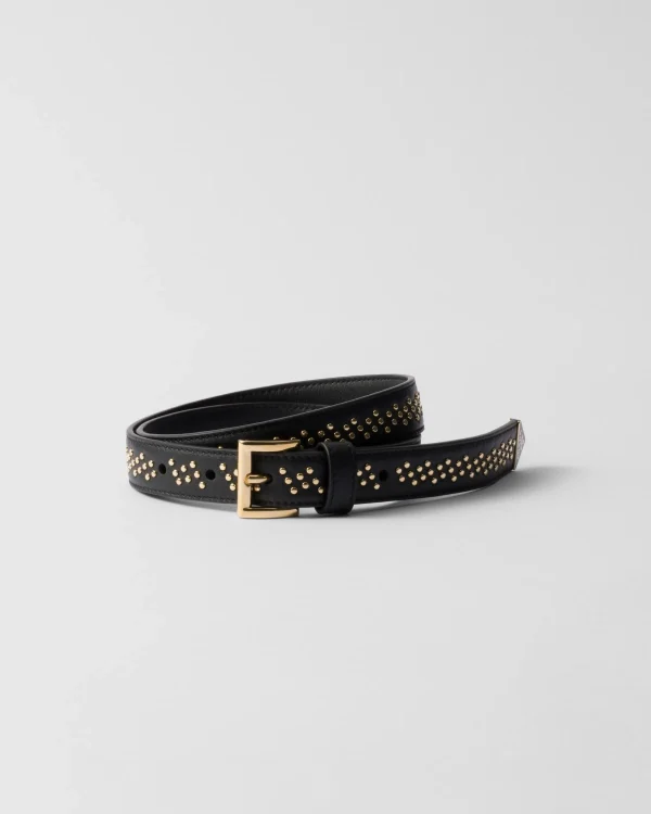 Belts*Prada Leather belt with studs Black