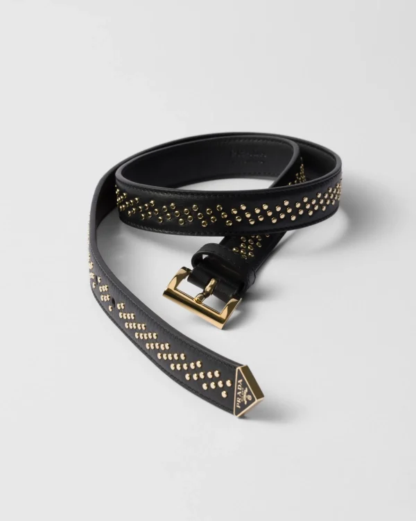 Belts*Prada Leather belt with studs Black