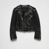 Leather Clothing*Prada Leather biker jacker Black