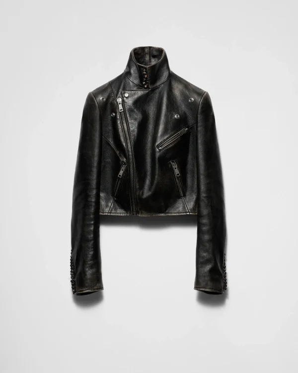 Leather Clothing*Prada Leather biker jacket Black