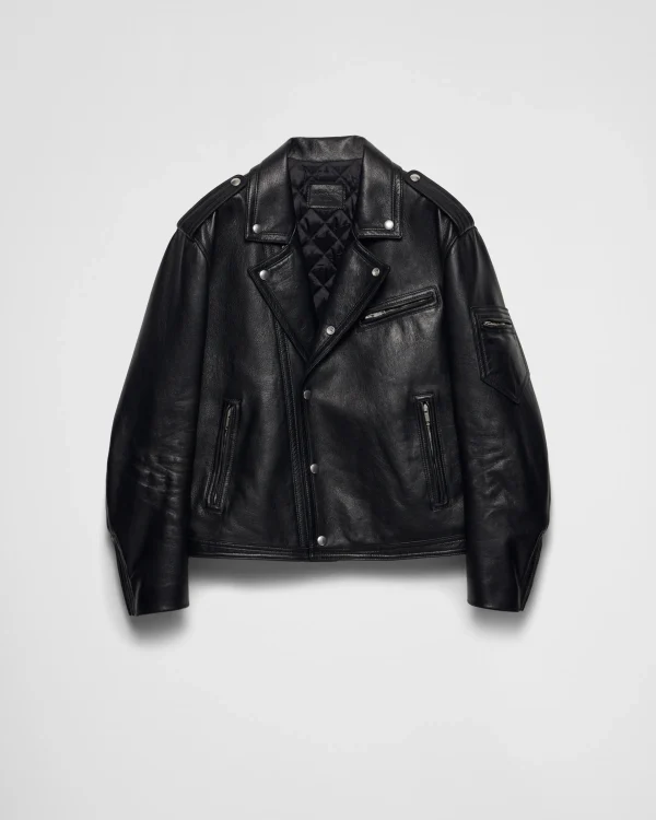 Leather Clothing*Prada Leather biker jacket Black