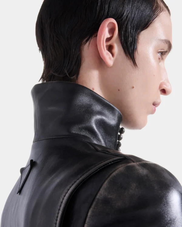 Leather Clothing*Prada Leather biker jacket Black