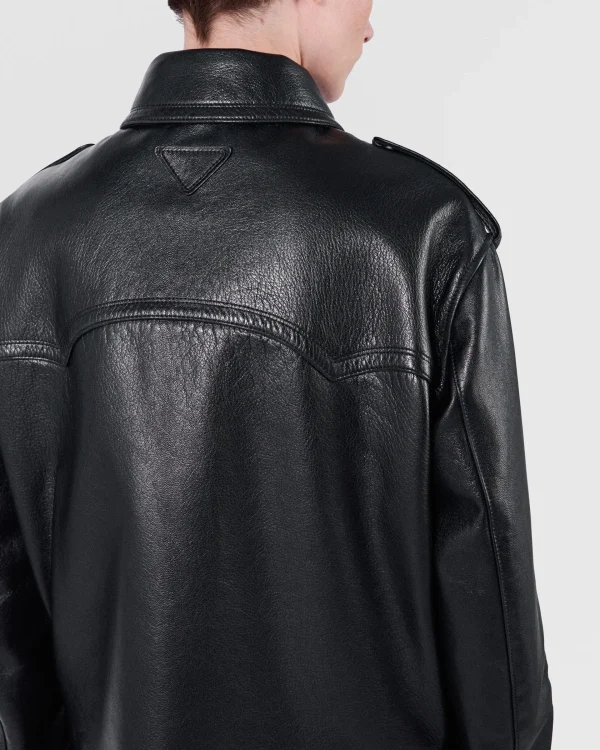 Leather Clothing*Prada Leather biker jacket Black