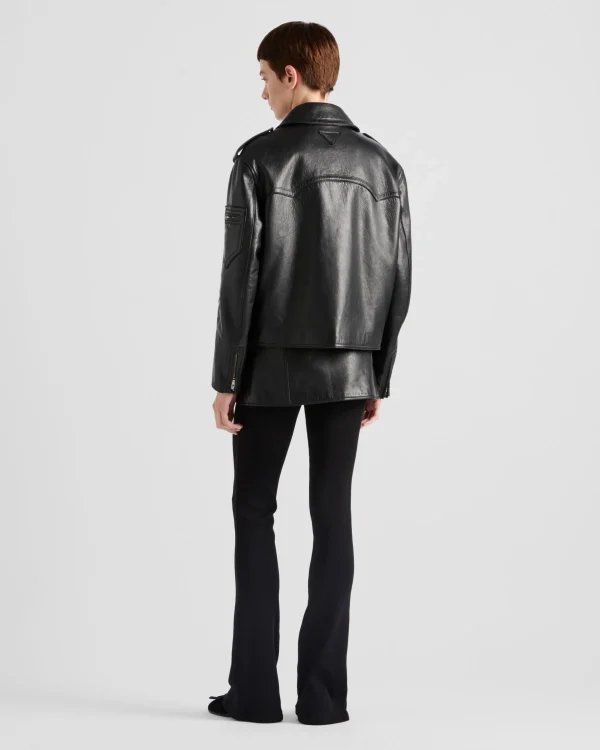 Leather Clothing*Prada Leather biker jacket Black