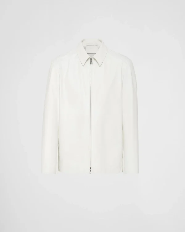 Leather Clothing*Prada Leather blouson jacket White