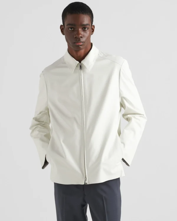 Leather Clothing*Prada Leather blouson jacket White