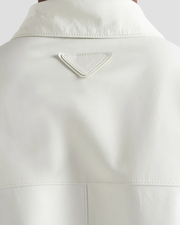 Leather Clothing*Prada Leather blouson jacket White