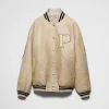 Leather Clothing*Prada Leather bomber jacket with patch Ivory