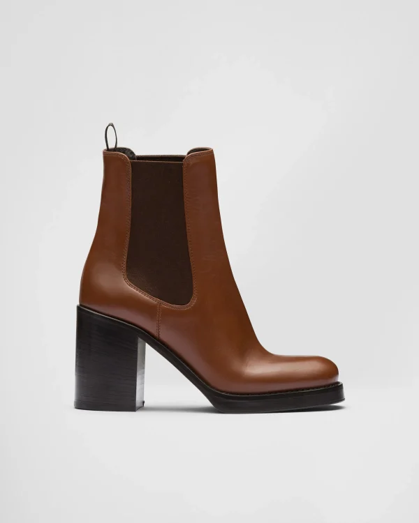 Ankle Boots And Boots*Prada Leather booties Cognac