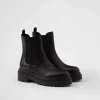 Ankle Boots And Boots*Prada Leather Chelsea boots Black