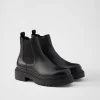 Boots*Prada Leather Chelsea boots Black