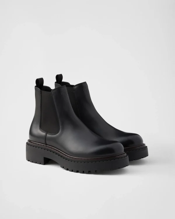 Boots*Prada Leather Chelsea boots Black