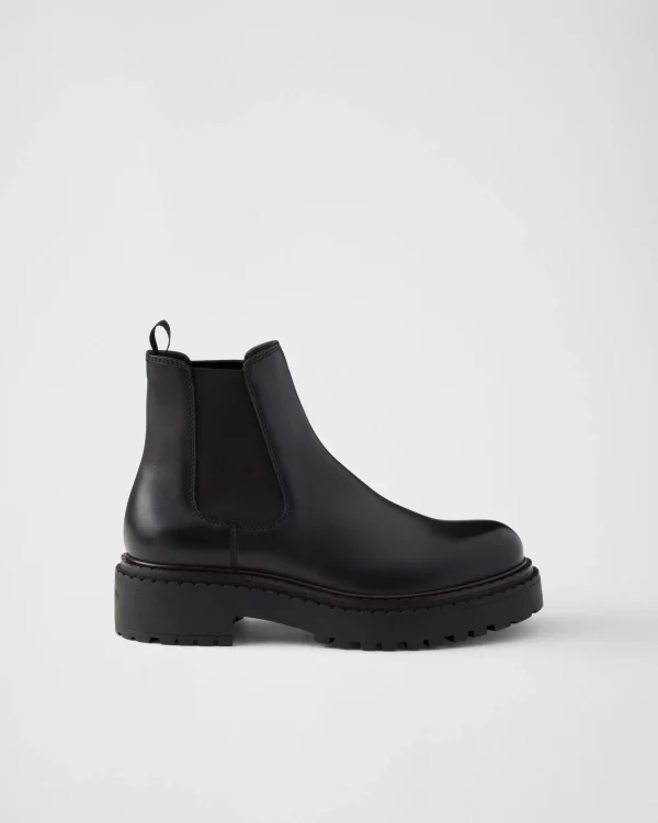 Boots*Prada Leather Chelsea boots Black