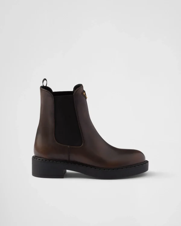 Ankle Boots And Boots*Prada Leather Chelsea boots Darkbrown