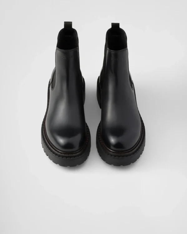 Boots*Prada Leather Chelsea boots Black