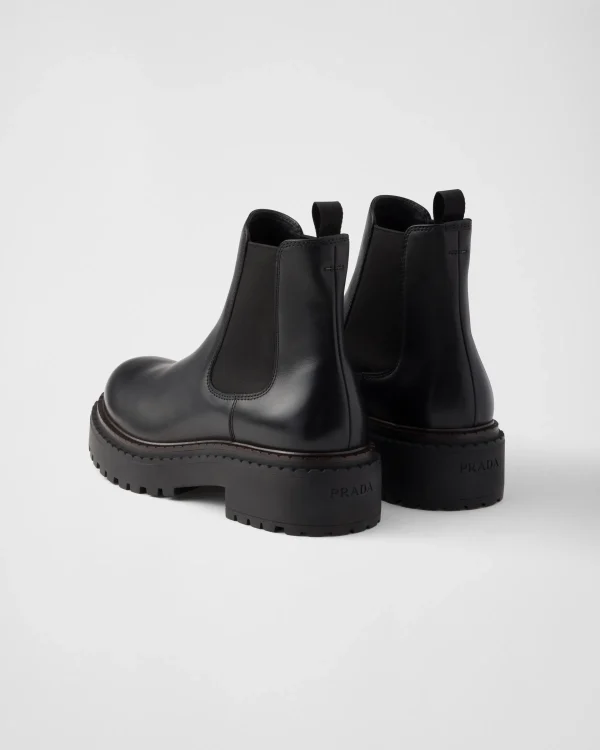 Boots*Prada Leather Chelsea boots Black