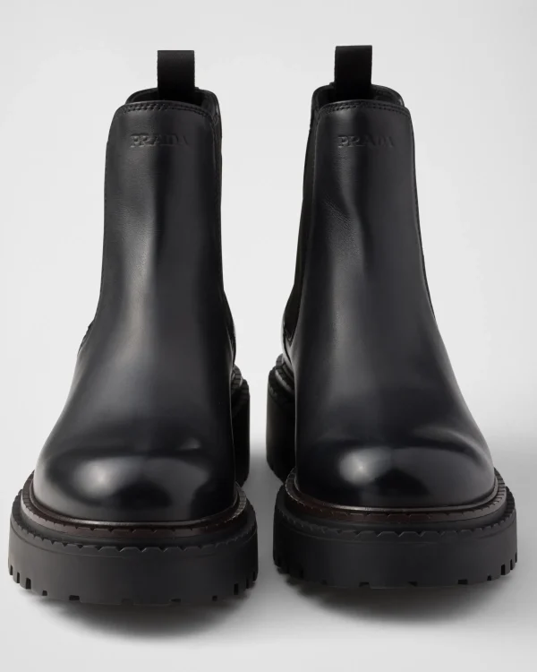 Boots*Prada Leather Chelsea boots Black