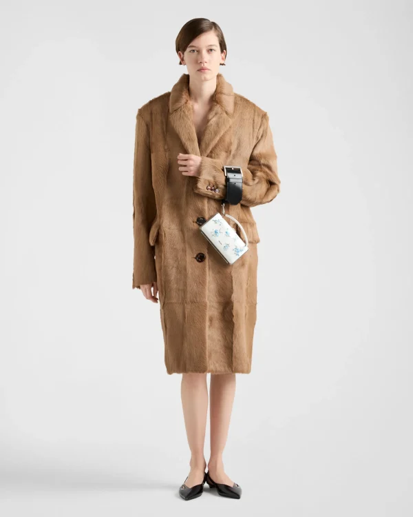 Leather Clothing*Prada Leather coat Corkbeige