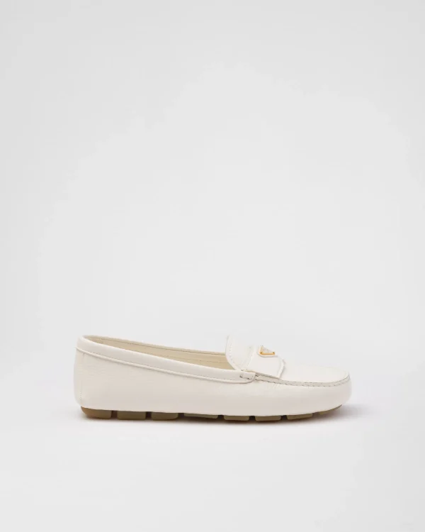 Loafers And Lace-ups*Prada Leather driving shoes Ivory