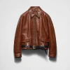 Leather Clothing*Prada Leather jacket with belt Palisander