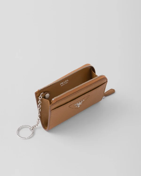 Bag Charms And Keychains | High-tech Accessories*Prada Leather key case Caramel