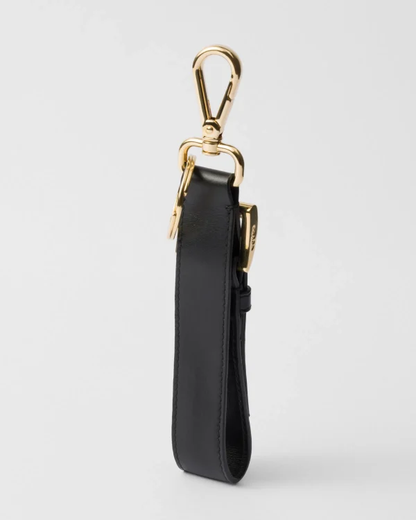 Bag Charms And Keychains*Prada Leather key ring Black