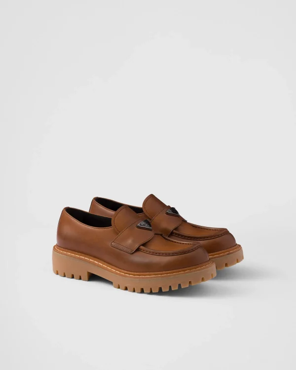 Loafers*Prada Leather loafers Cognac