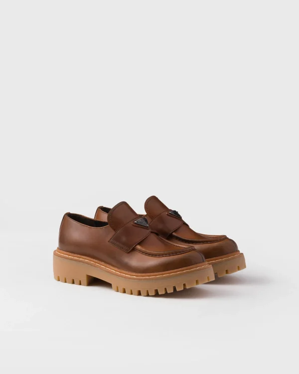 Loafers And Lace-ups*Prada Leather loafers Cognac