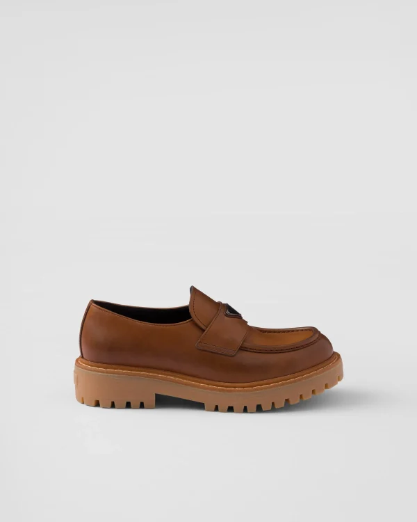 Loafers*Prada Leather loafers Cognac