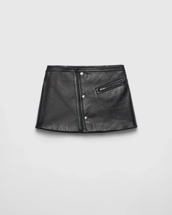 Leather Clothing*Prada Leather mini skirt Black