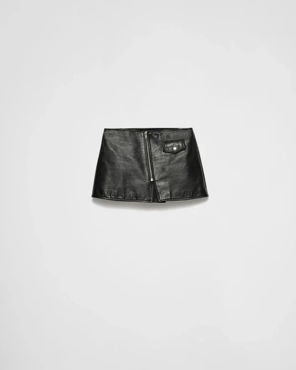 Leather Clothing*Prada Leather mini skirt Black