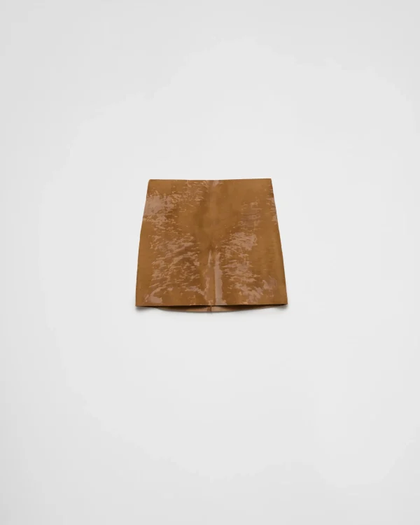 Leather Clothing*Prada Leather miniskirt Caramel