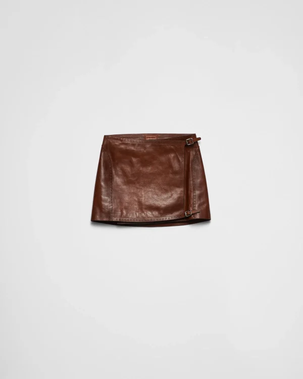 Leather Clothing*Prada Leather miniskirt Palisander