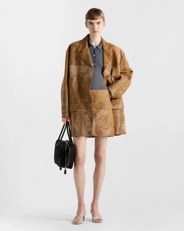 Leather Clothing*Prada Leather miniskirt Caramel