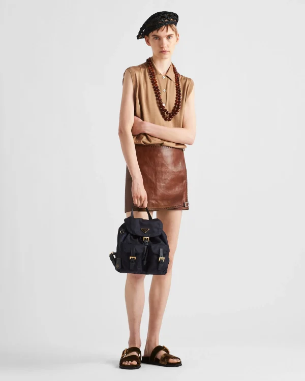 Leather Clothing*Prada Leather miniskirt Palisander