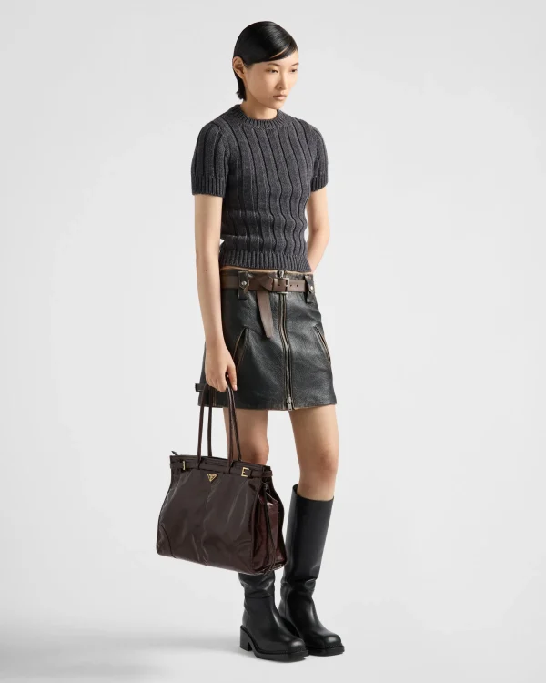 Leather Clothing*Prada Leather miniskirt Black