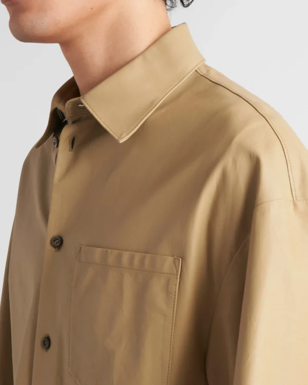 Leather Clothing*Prada Leather shirt Khaki