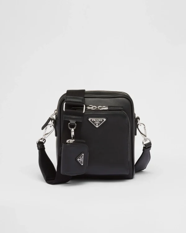 Messenger Bags*Prada Leather shoulder bag with pouch Black