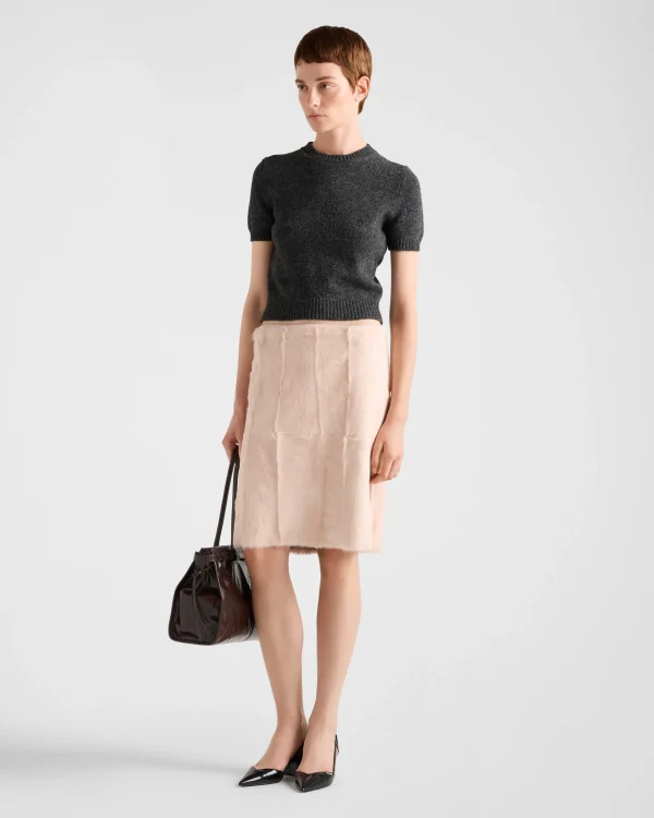 Leather Clothing*Prada Leather skirt Peach