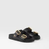 Slippers And Mules*Prada Leather strap slides Black