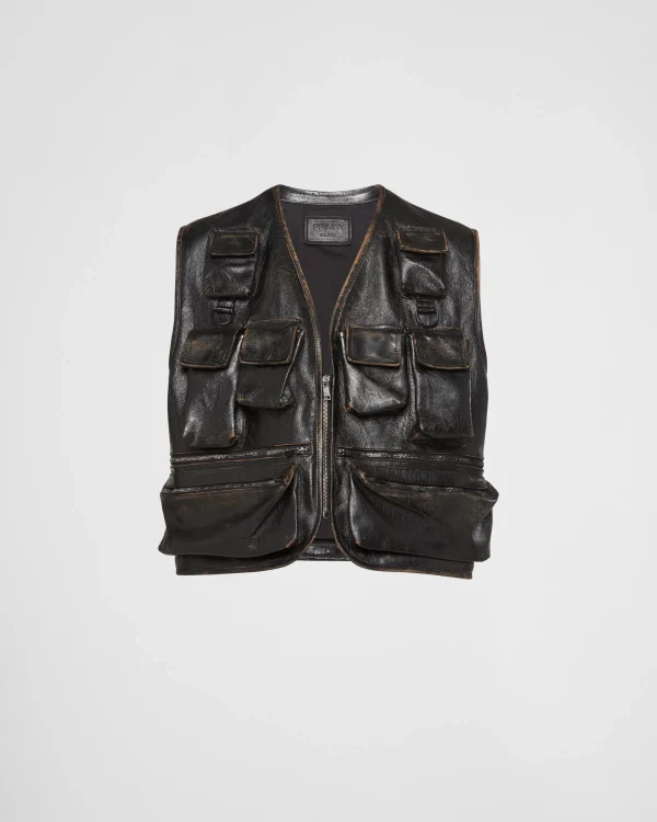 Leather Clothing*Prada Leather vest Black