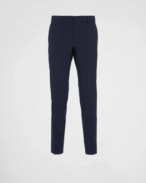 Trousers And Bermudas*Prada Light stretch wool pants Blue