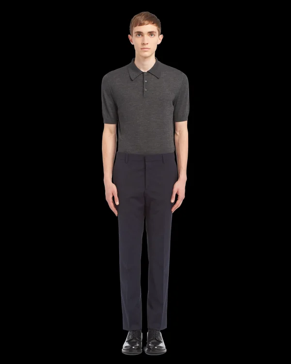 Trousers And Bermudas*Prada Light stretch wool pants Navy